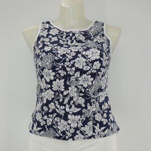 CDC Sleeveless Blue White  Floral Tank Top Women's Size 12